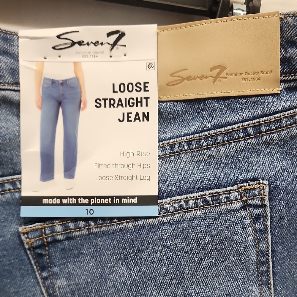 Seven7 Women's Straight Blue Jeans - Picture 4 of 4